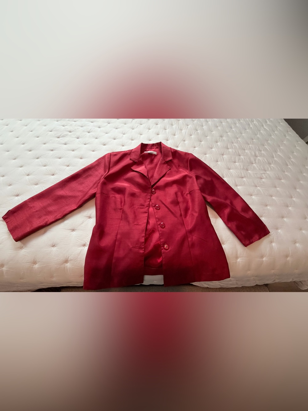 Women's Red Blazer Jacket- shimmer